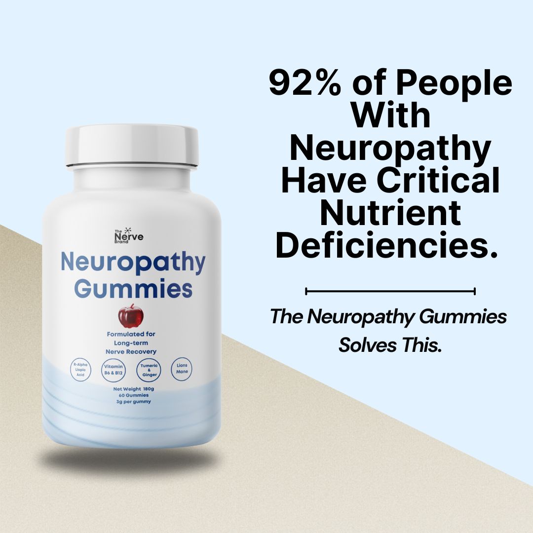 A bottle of Nerve Power capsules for neuropathy relief with several capsules beside it.